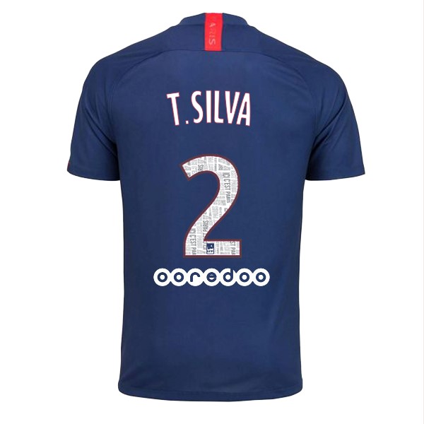 Camiseta Paris Saint Germain NO.2 T.Silva Replica Primera Ropa 2019/20 Azul